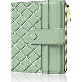 Aiawoxc Womens Wallet, RFID Small Slim Wallets for Women, Compact Credit Card Holder, Cute Leather Bifold Ladies Purse with Zipper Coin Pocket and ID Window, Green