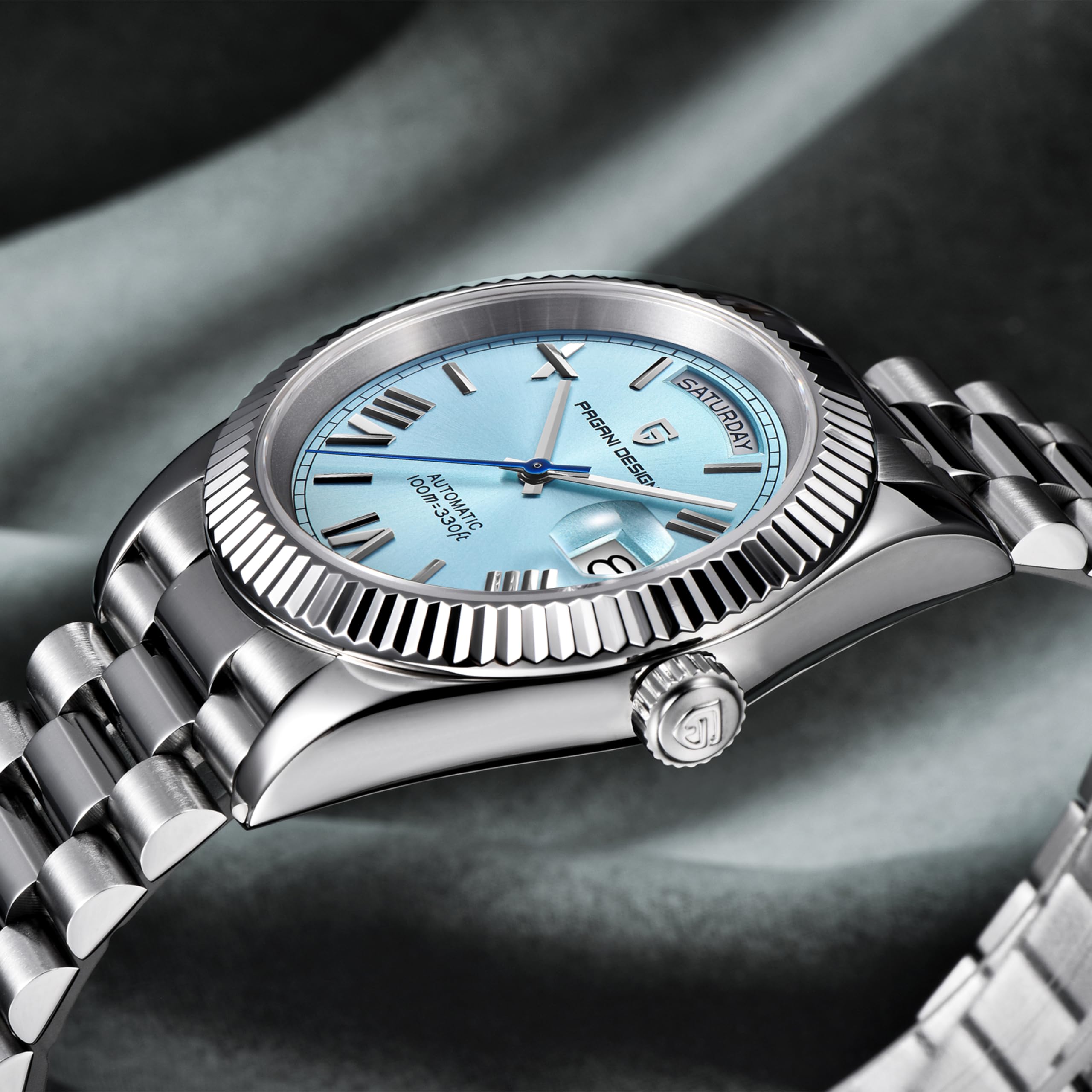 RollsTimi PD1783 DD40 Herren Uhr, NH36A Japanisches Automatikwerk, Day/Date, 100m Wasserdichtheit, Edelstahlarmband, Saphirglas, Luxus Herren Automatikuhr 5