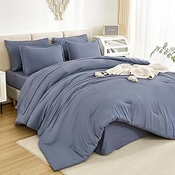 Litanika Queen Comforter Set Bluish Grey - 7 Pieces
