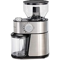 Hamilton Beach Electric Burr Coffee Grinder with Large 16oz Hopper and 18 Settings for 2-14 Cups, Stainless Steel (80385…