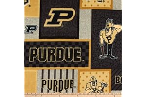 SYKEL ENTERPRISES NCAA Purdue Boilermakers College Patch Fleece, Fabric by the Yard