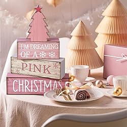 Lineshading 4 Pcs Christmas Table Decoration Wooden