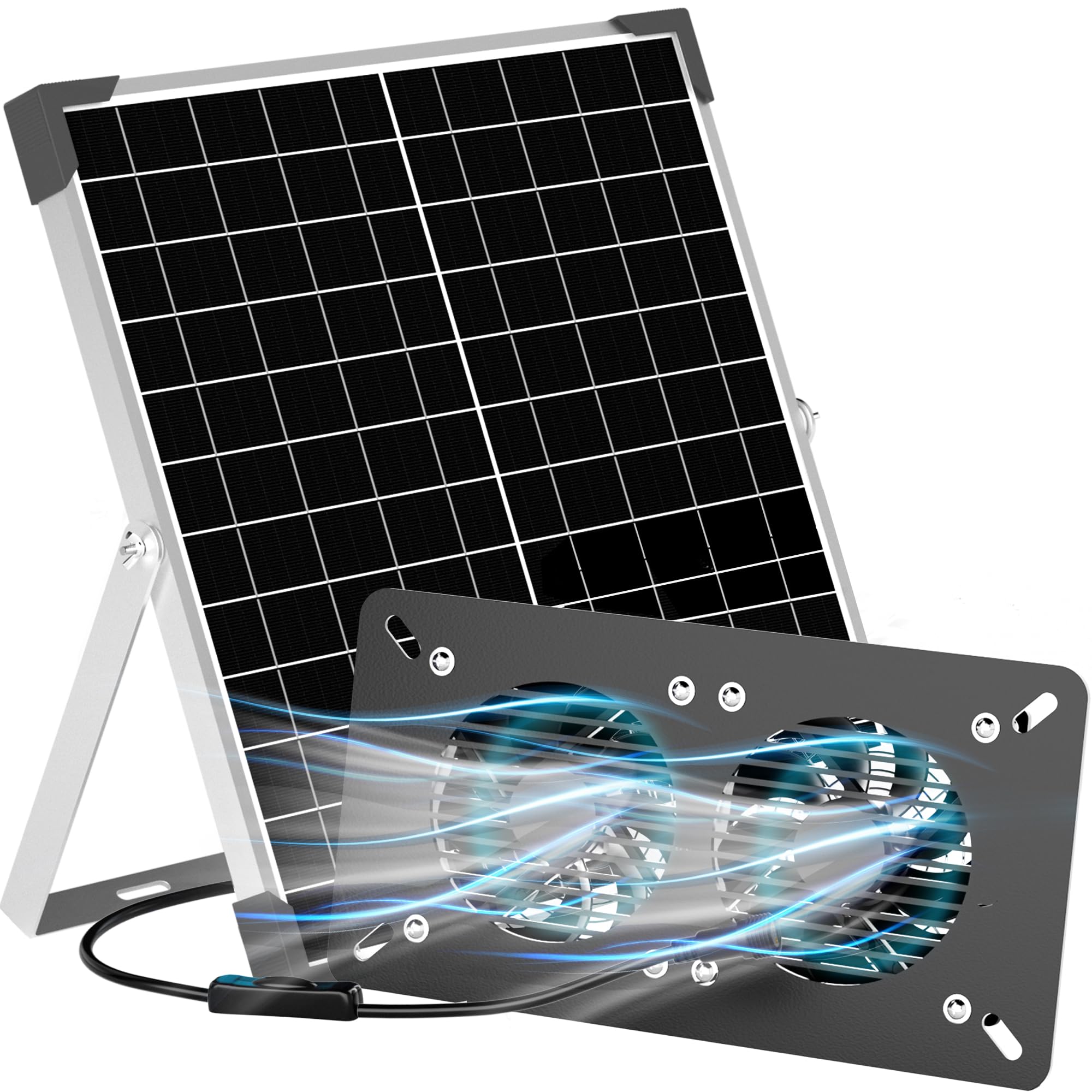 Photo 1 of Voltset Solar Fan for Chicken Coop Outside 20W Solar Power Exhaust Fan for Outdoor with Solar Panel for Greenhouse Shed Pet Houses
