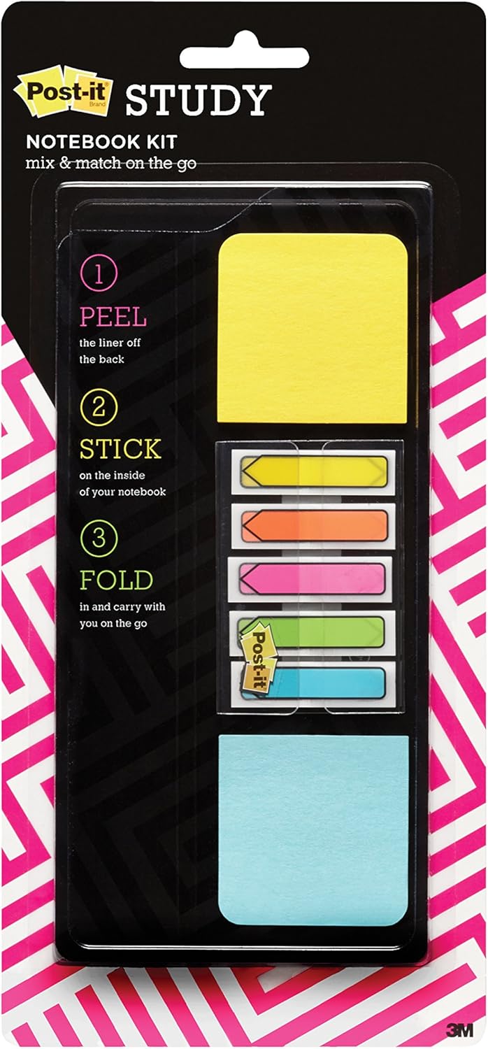 Postit Notebook Kit, 2 x 2 Inches Full Adhesive Notes, 2