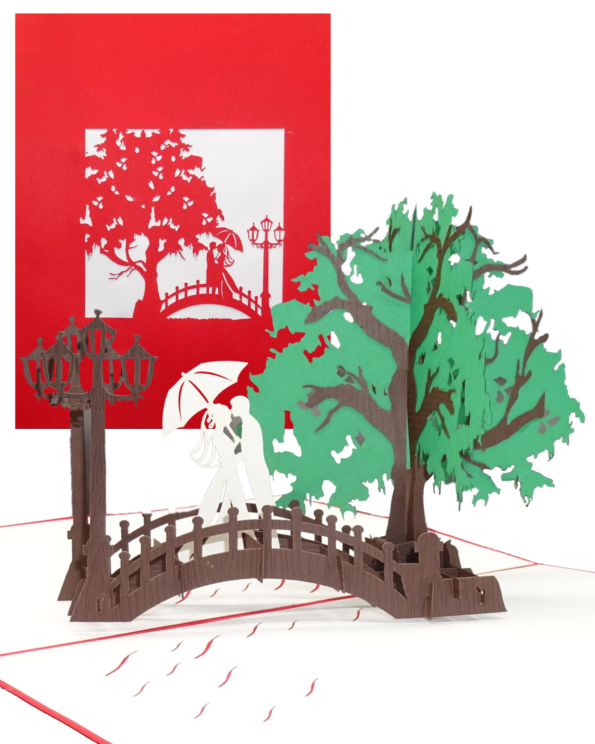 Pop Up Card "Wedding Bridge" - 3D Wedding Card and Invitation Card for Wedding, Voucher and Gift - Engagement Card, Wedding Invitation, Gift Voucher, Invitation Cards with Envelope