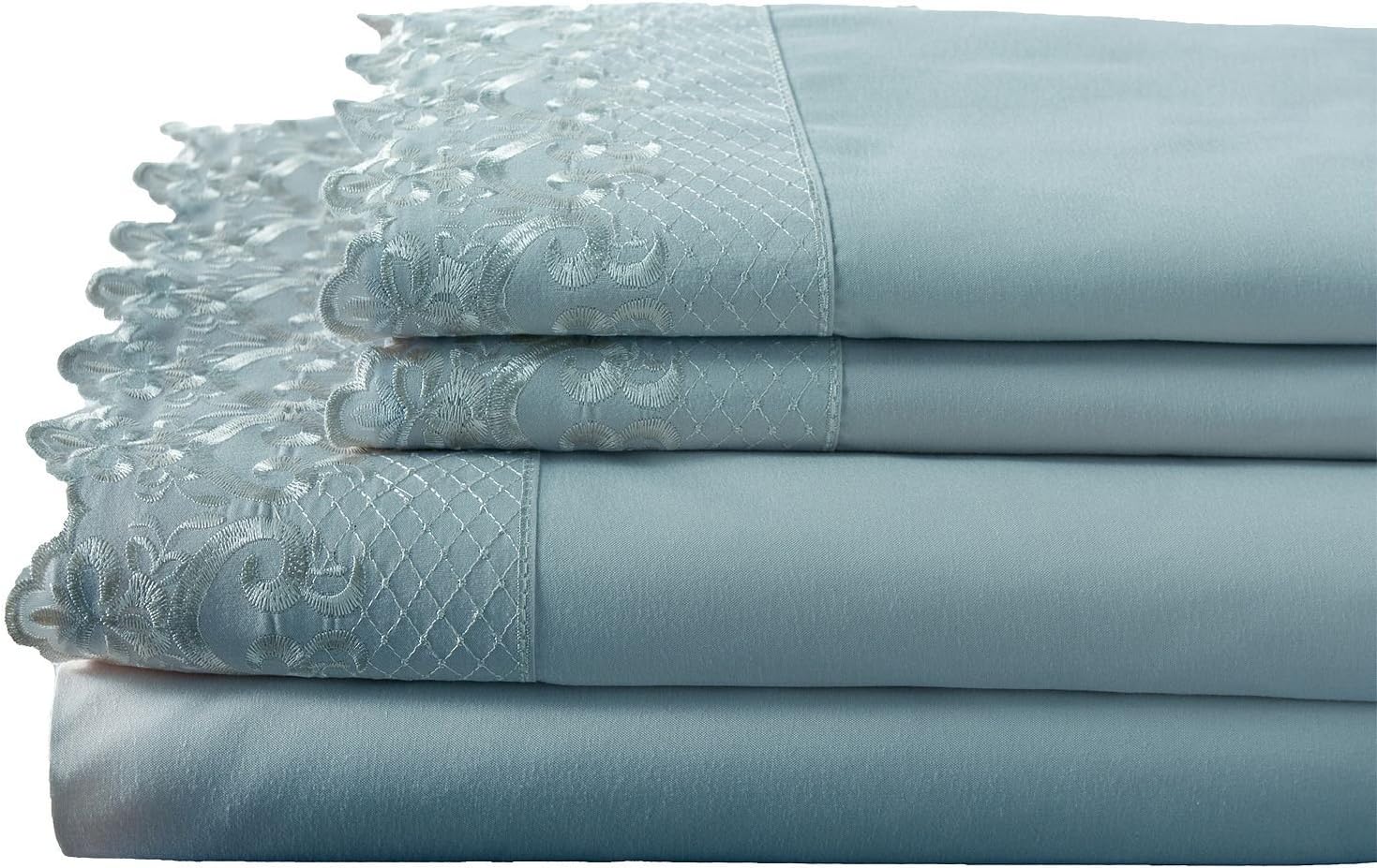 Hotel Lace-Trim Sheet Set (Queen, Spa)