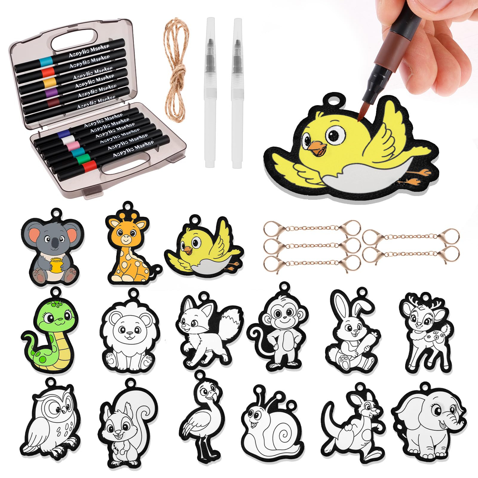 Anihet 3D Art Kit for Kids, Magic Foam Texture Painting Kit 15 Pcs DIY Paint Craft Activity with Keychains, Puffy Paint Set Creative Painting Gifts for Girls Boys 4-10(Colour,Style 1)