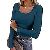 ANRABESS Womens Long Sleeve Shirts Scoop Neck Ribbed Knit Slim Fitted Tops Casual Basic Tee 2025 Fall Fashion Outfits Clothes