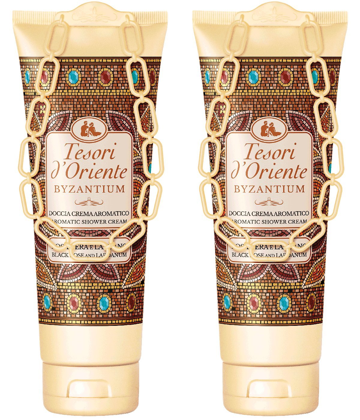 Tesori d'Oriente:"Byzantium" Aromatic Shower Cream, with Black Rose and Labdanum 8.45 Fluid Ounce (250ml) Tubes (Pack of 2) [ Italian Import ]