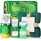 Birthday Gifts for Women, Green Warm Spring Get Well Soon Self Care Retirement Inspirational Gifts Basket with Flannel Blanket for Mom, Grandma, Sister, Wife, Girlfriend, Anniversary