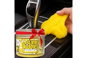 Slime Buddies Car Cleaning Gel Putty - Lemon Scented Interior Detailing Tool for Cup Holders, Air Vents & Keyboard - Reusable Auto Detailing Accessories - Dust Remover Goop - Gifts for Men Women