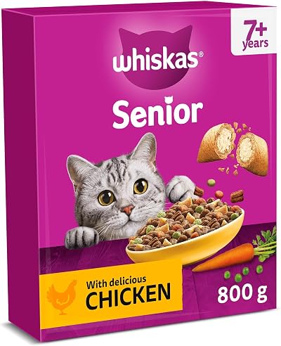 Whiskas Senior Dry Cat Food 800g Chicken Pack of 5
