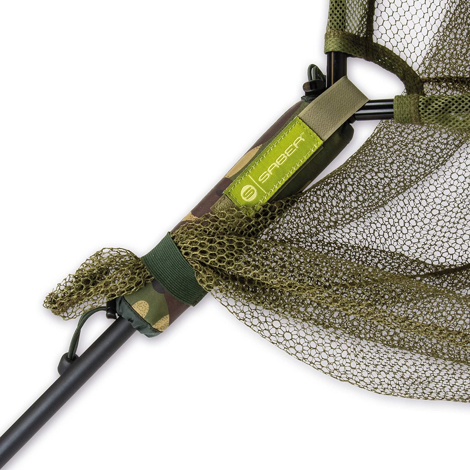 Saber - Net Float - Green - Supports 42" Landing Nets - Ultra Buoyant Foam - Velcro Fastening - Hard Wearing Cover - Sleek Design - Perfect For Fishing & Carp Fishing - 21 x 5 cm