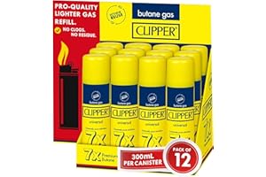 Clipper Butane Refill for Lighters – 300ml (165g), Pack of 12 Units - Universal Compatible with All Refillable Butane Lighter