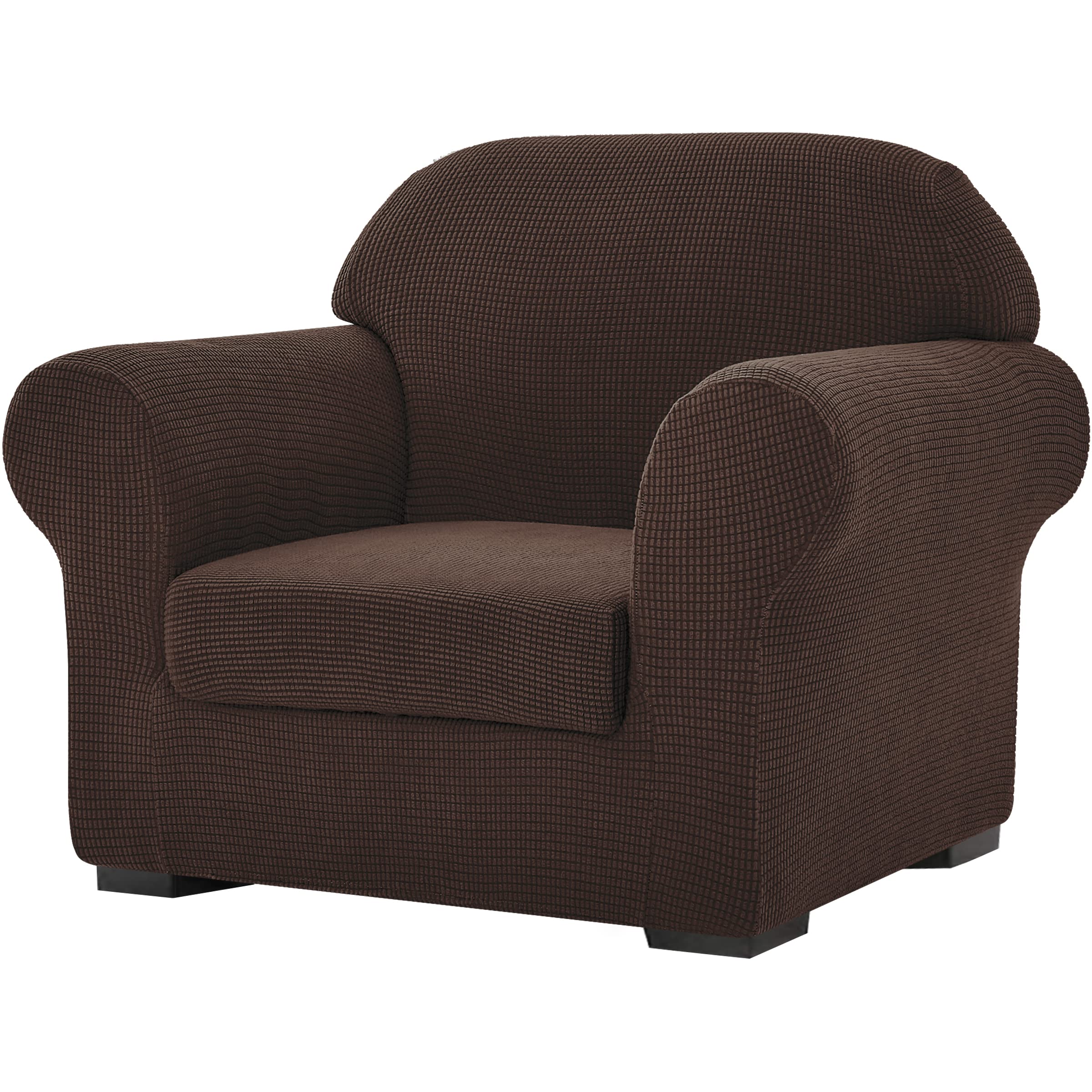 SU SUBRTEX Elastic Sofa Covers with 1 Separate Seat Cushion Cover Anti-Scrach Slipcovers Adjustable Washable Furniture Protector (1 Seater, Chocolate)