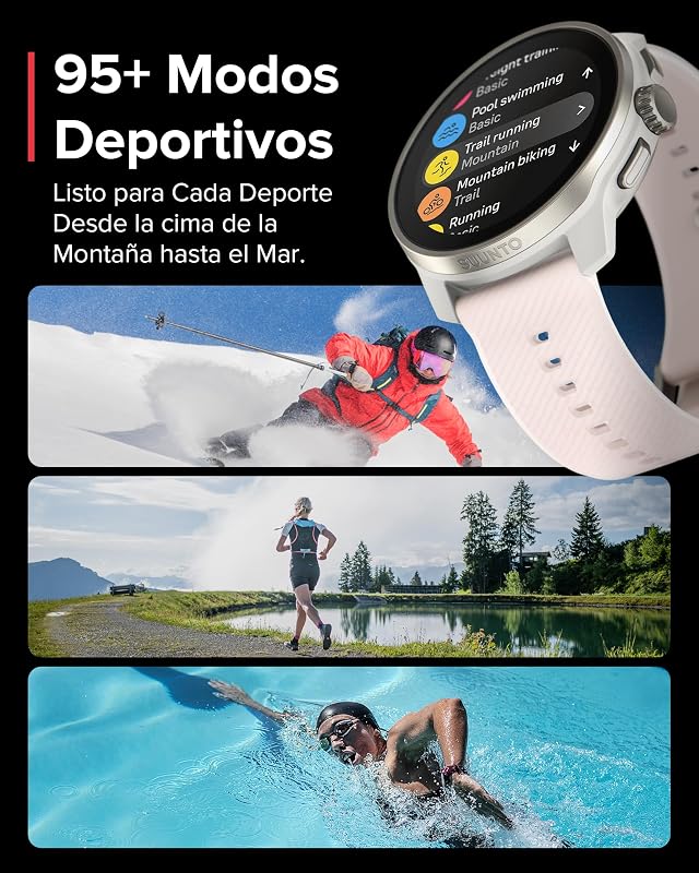 Race S Reloj Correr con Pantalla Táctil AMOLED, Reloj Deportivo GPS de Doble Frecuencia, Seguimiento de HRV y Sueño, Plan de Entrenamiento Basado en IA, Mapas Offline Gratuitos
