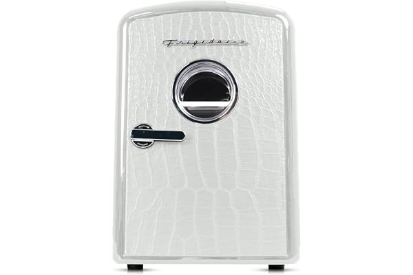 Frigidaire 9 can/6l mini personal fridge cooler Crocodile Finish door-W: 7.08" x L: 11.81" X H: 10.04 (White)