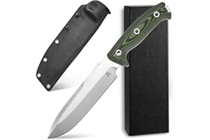 Sitivien ST11 Fixed Blade Knife DC53 Stonewashed Steel Blade Double Color G10 Handle Full Tang Knife for Outdoor Camping Hiking Hunting Fishing(Silver)