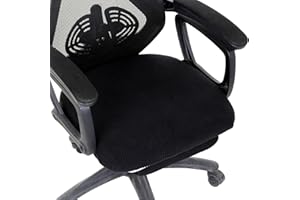 Trinkrittey Office Chair Seat Cover Stretchable Desk Chair Cover Thick Computer Slipcover for Desk Chairs Seat Machine Washable (Black)