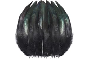 SOGUGOM Black Rooster Tail Feathers - 200 pcs 5-7 inch Craft Feathers Bulk for Craft Projects, Halloween, Hats and Cocktail Table Centerpieces(Black)