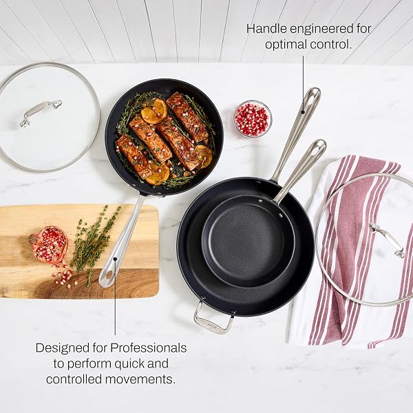 ALL-CLAD HA1 HARD ANODIZED NONSTICK FRY PAN 12 INCH INDUCTION OVEN BROILER SAFE 500F, LID SAFE 350F POTS AND PANS, COOKWARE BLACK