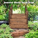 TANGZON 1.5M Wooden Garden Bridge with Safety Railings, Brown view 2