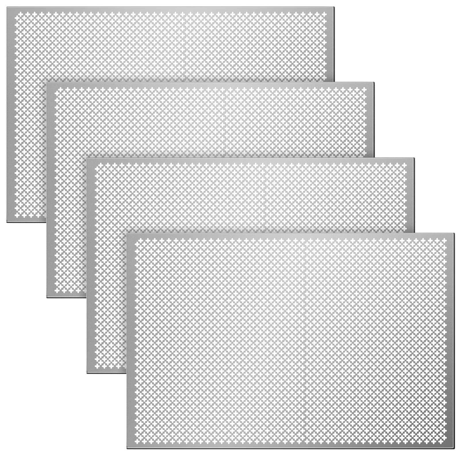 Photo 1 of  DENTED* Gisafai 4 Pcs Cloverleaf Aluminum Sheet 2 Feet by 3 Feet Perforated Metal Sheets 0.02 Inch Thick Metal Mesh Aluminum Sheet Decorative for Indoor Outdoor (Silver)