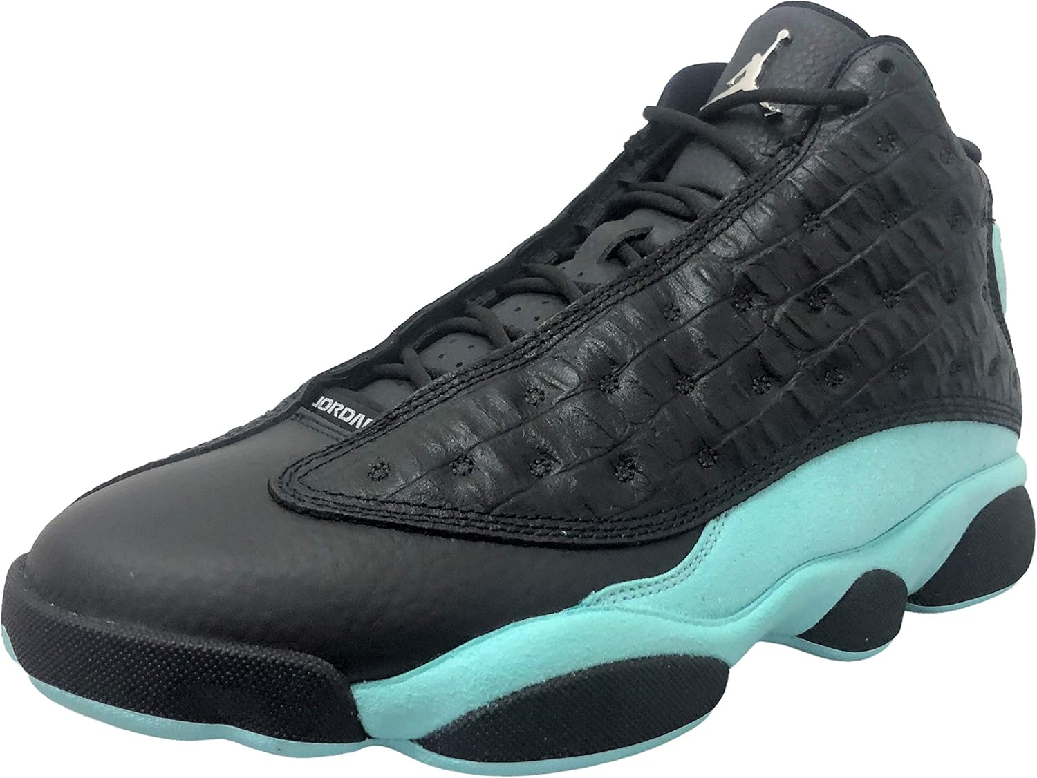 jordan 13 black silver green