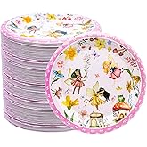 50Pcs Fairy Birthday Paper Plates Fairy Party Supplies 7inch Flower Fairy Plates for Fairies Enchanted Themed Baby Shower Garden flower Spring Bridal Shower Wedding Birthday Party Decorations