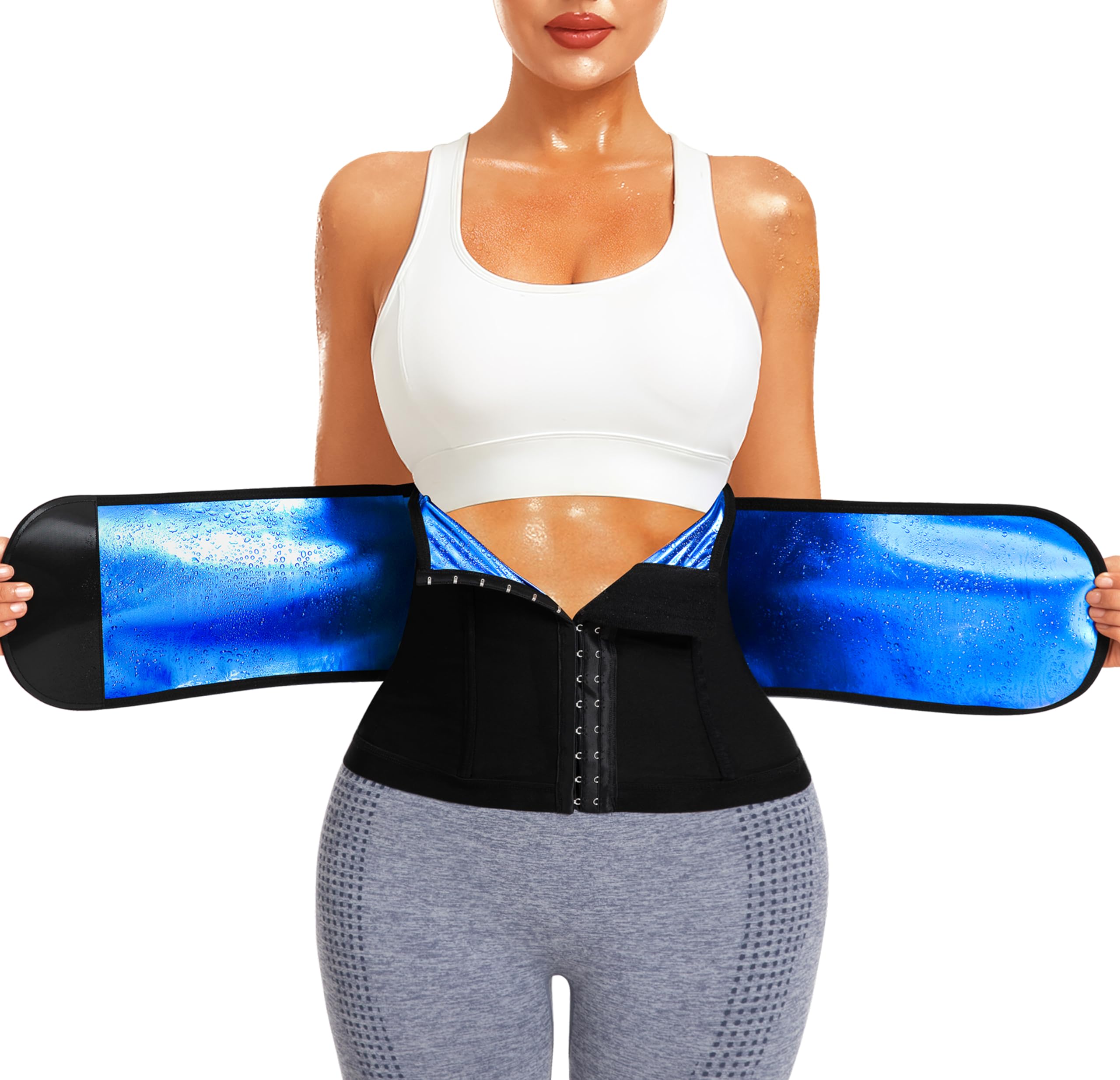Photo 1 of LMCOB Sauna Waist Trainer for Women Waist Trimmer Corset for Stomach Wrap Workout Belly Belt Band Zipper Boday Shaper Band Sports Girdle Sauna Suits(2LY4005-01-XL)