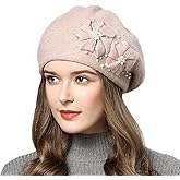 AICHUAN Women Winter Knit Beret Hat Rabbit Hair French Style Beret Classic Warm Casual Beanie Hat