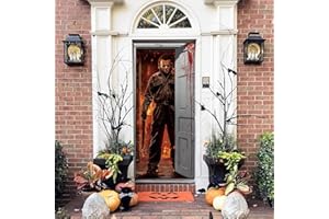 RATOYAL Horror Birthday Party Decor - Classic Movie Character Door Banner, Scary Halloween Party Photo Background for Front Door