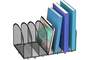 Gawerk 7-Section Desk File Organizer, Mesh Desktop Organizer File Sorter Office Organization Letter Holder, Vertical Desktop File Holder for Office Home, Black
