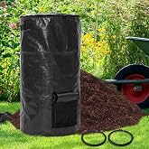 Compost Bin Bags 34 Gallon Garden Compost Bags Outdoor Reusable,Organic Waste Garden Yard Compost Bag Collapsible Leaf Lawn Bags Gardening Container