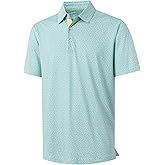M MAELREG Mens Golf Shirt Short Sleeve Dry Fit Print Moisture Wicking Performance Patterns Collared Polo Shirt