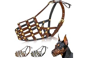 OOPSDOGGY Doberman Dog Muzzle for Large Dogs - Leather Breathable Secure Basket Muzzle for Large Breeds Husky German Shepherd Prevents Biting No Chewing Adjustablу (Black, Size 3 - Doberman)