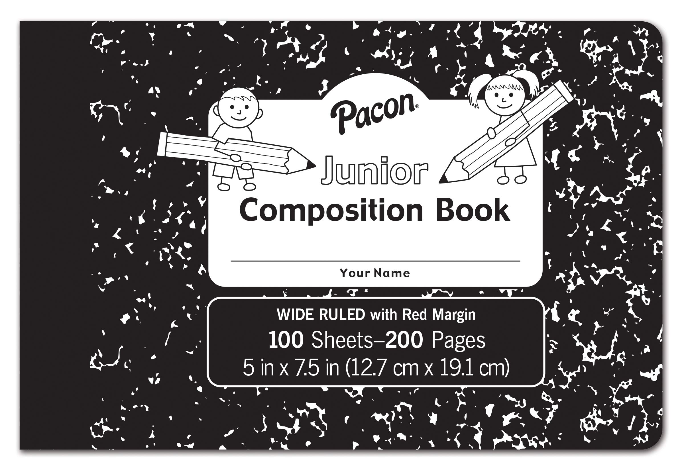 Pacon Junior Composition Book, 3/8" Ruled 5" x 7-1/2", 100 White Sheets, 6 Count