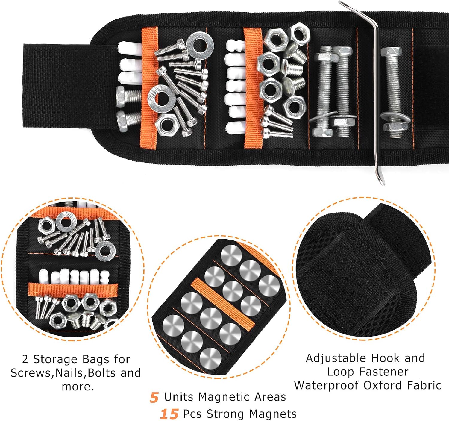 Gifts for Men Fathers Day Gifts,Gadgets for Men Magnetic Wristband Gifts DIY Tool Belt for Holding Screws Birthday Gifts Ideas for Men Presents for Men Women - Image 3