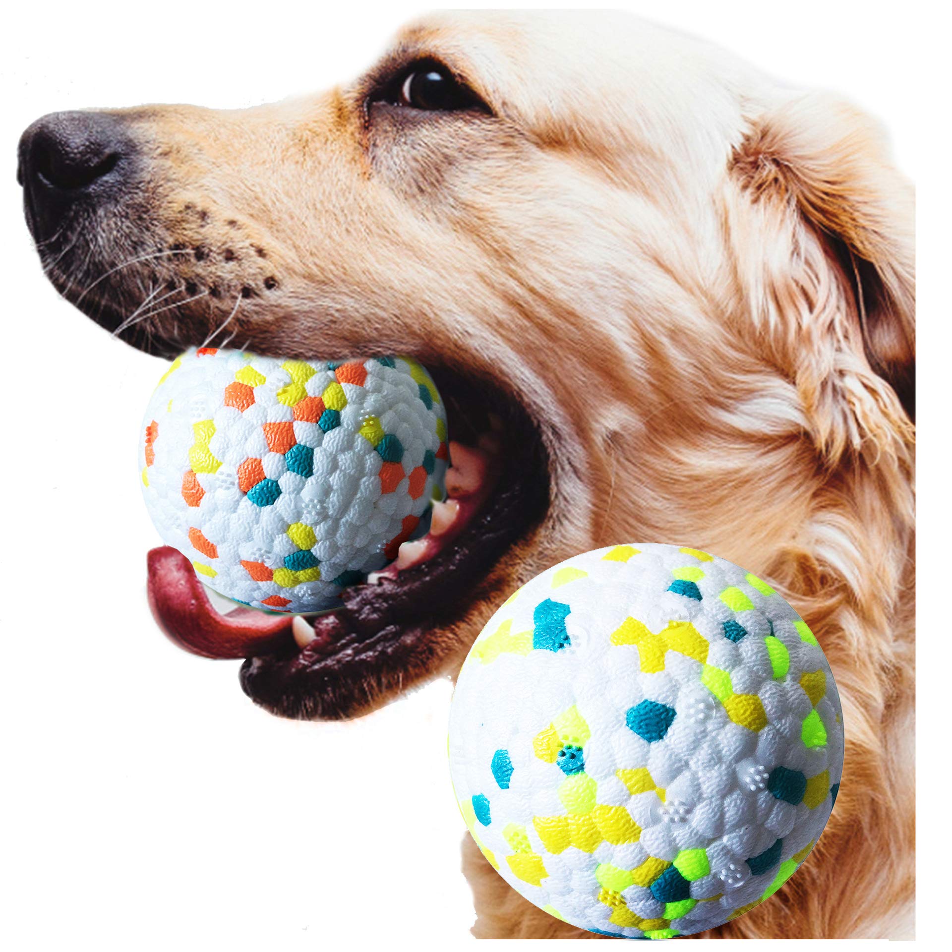 XGYLVFEI Lightweight Dog Ball for Throwing, Indestructible Dog Ball Toy for Large, Medium Dogs and Puppies, Dog Balls for Water, Jumping, Fetch, Toss and so on (Two Color Set)