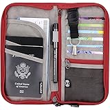 Zoppen RFID Travel Passport Wallet & Documents Organizer Zipper Case with Removable Wristlet Strap
