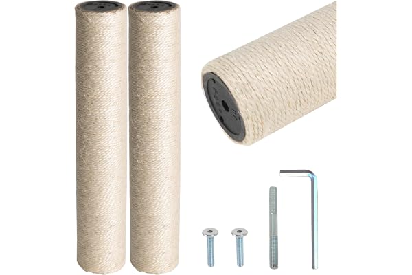 Dimaka 2 Cat Scratching Post Replacement Poles Included Screws, Cardboard and Sisal, 13.4in, 34cm