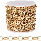 33FT Gold Paperclip Chain for Jewelry Making 5MM Gold Plated Aluminum Oval Link Chain Roll Bulk for DIY Crafts Jewelry Making
