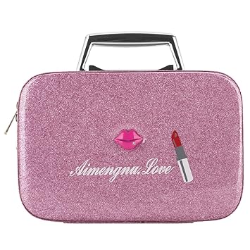 Glitter Makeup Bag Organizer Portable Cosmetic Pouch Travel Brush Holder Handbag With Gold