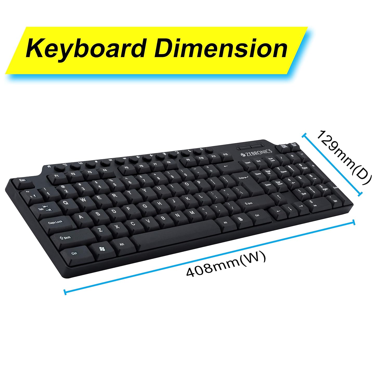 Zebronics ZEB-KM2100 Multimedia USB Keyboard Comes with 114 Keys Including 12 Dedicated Multimedia Keys & with Rupee Key