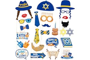 Hanukkah Photo Booth Props Party Supplies - Funny Jewish Chanukkah Party Favors Decorations - Jewish Holiday Cardstock Photo 