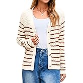 Glamaker Womens Striped Cardigan Sweaters Long Sleeve Button Open Front Knit Cardigans Lightweight Fall Sweater Trendy 2025