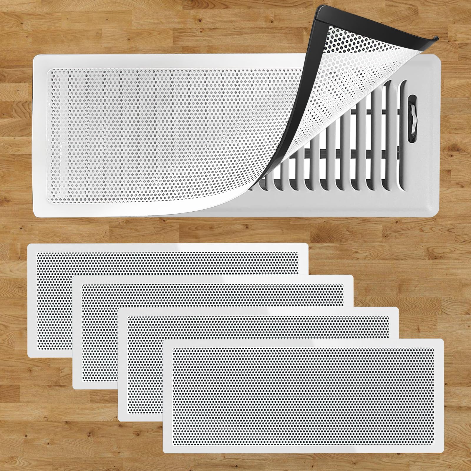 Photo 1 of 4 PCS White Magnetic Vent Covers - 7"x13" Magnetic Air Vent Screen - for Floor/Wall/Ceiling Registers - Easy Install, Secure Fit - Durable ?Fits Registers 7" to 8" Wide x 13" to 15" Long)