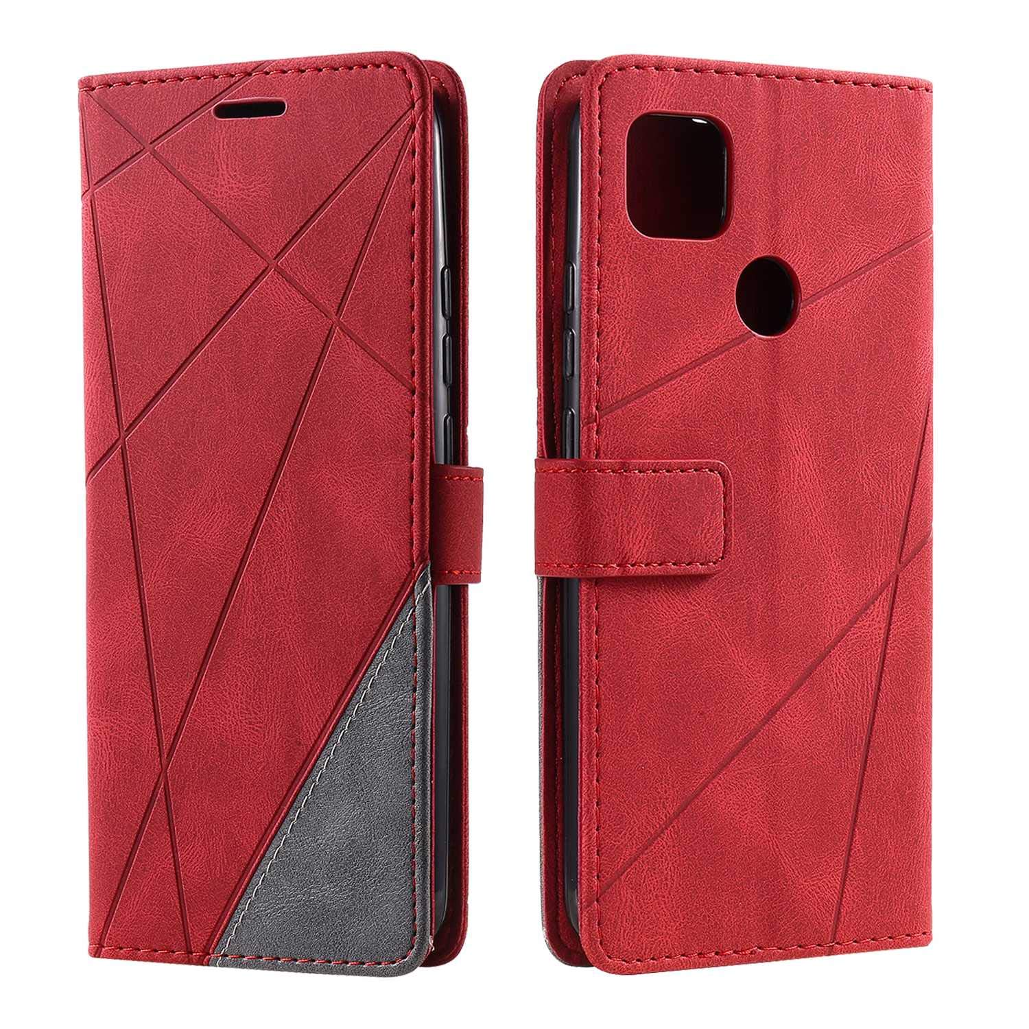 SONWO Case for Xiaomi Redmi 9C Case, Premium Leather Flip Wallet Case Magnetic Closure Card Slots Kickstand Phone Case for Xiaomi Redmi 9C, Red