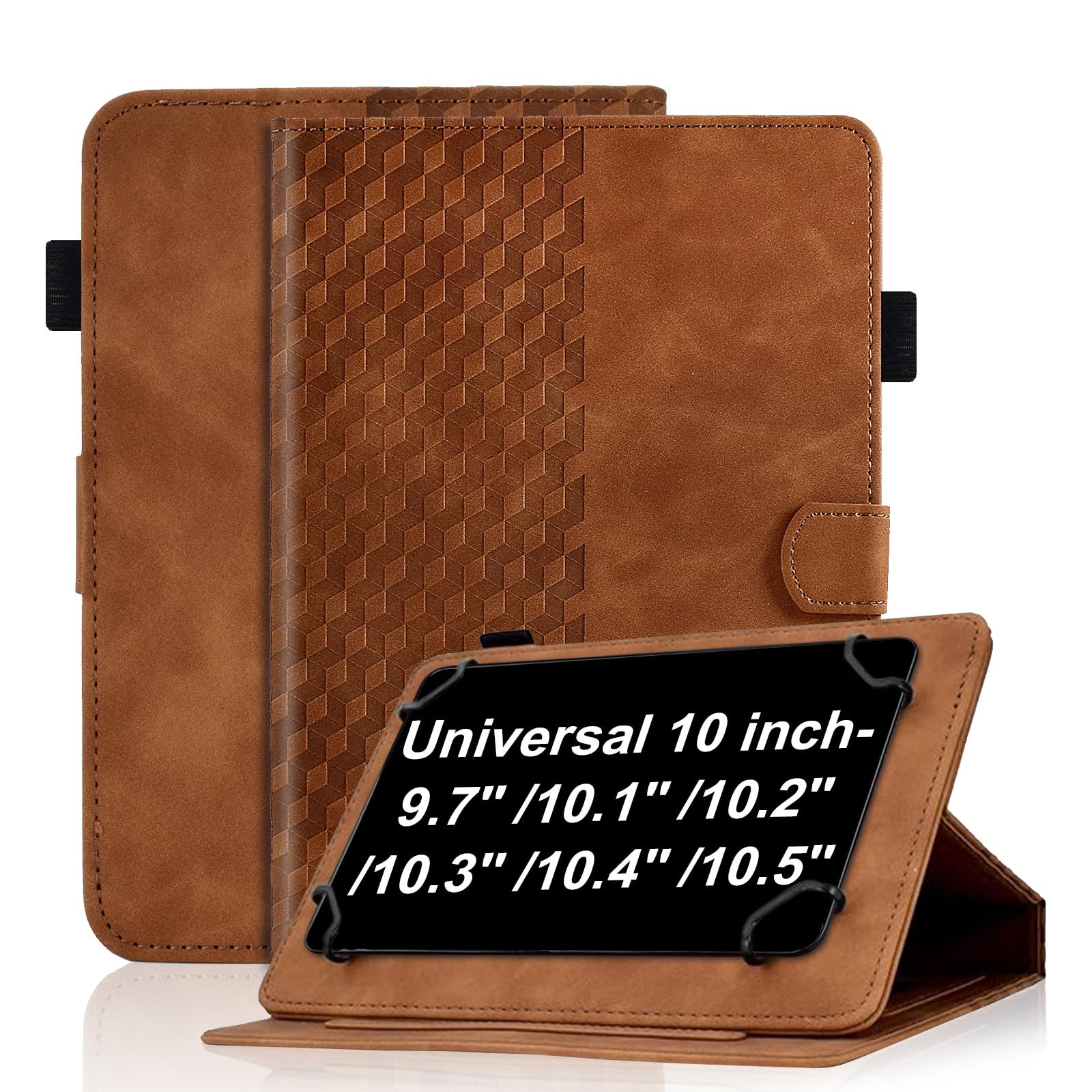 Universal Protective Case for 10-inch Tablet Premium Leather Case Folio Book Cover Multi-Angle Stand Pen Holder Universal Case Cover for 9.7'' 10.1'' 10.2'' 10.3'' 10.4'' 10.5'' Tablet,