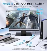 WARRKY HDMI Switch 4K 60Hz 2K 144Hz Bidirectional 2 in 1 out view 3